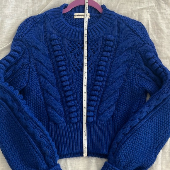 Anthropologie Cropped Cable-Knit Sweater Royal Blue Size XXS - Picture 10 of 11